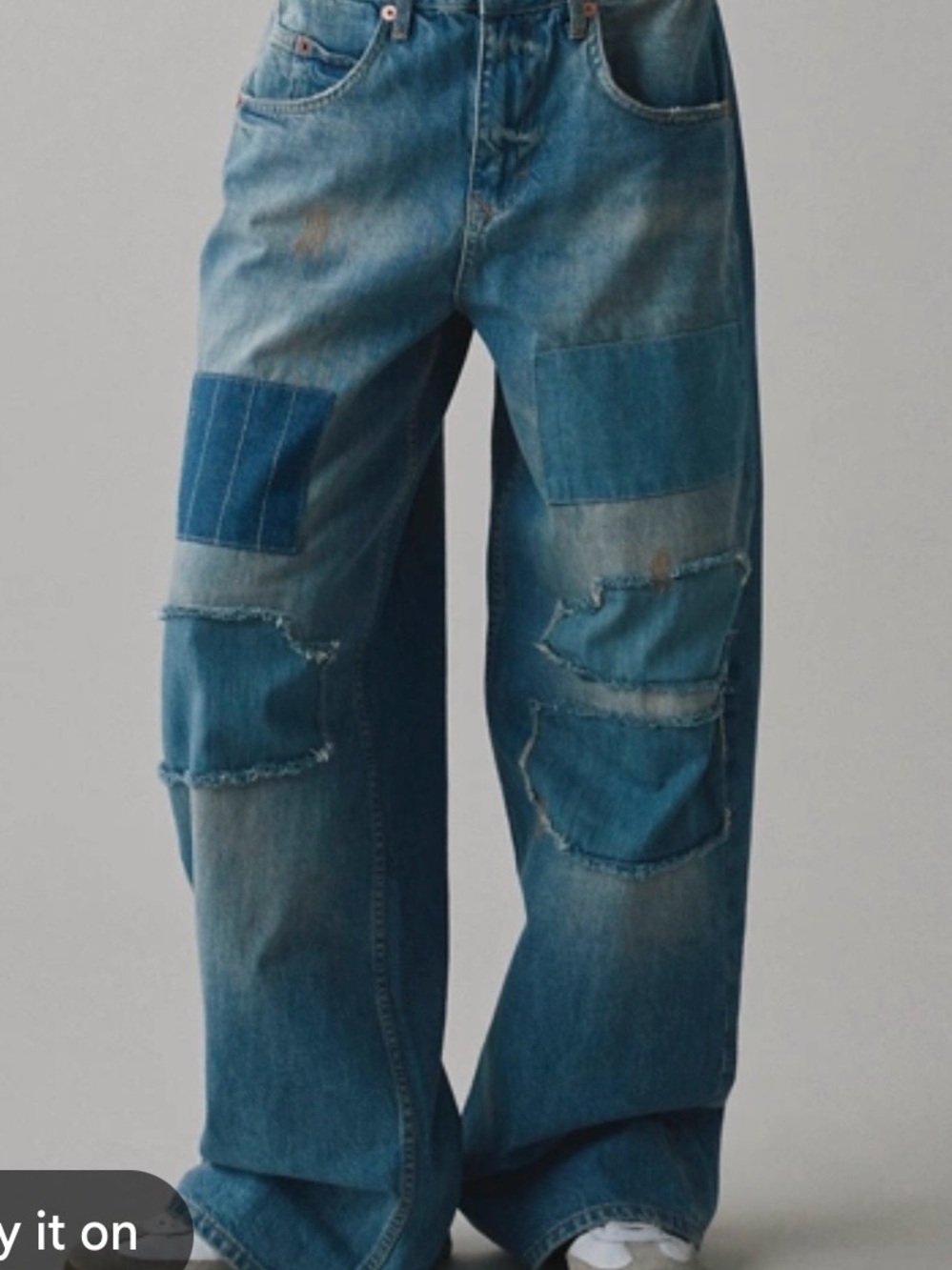 BDG Urban Outfitters High Rise Patchwork Wide Leg Baggy Jeans Size 24